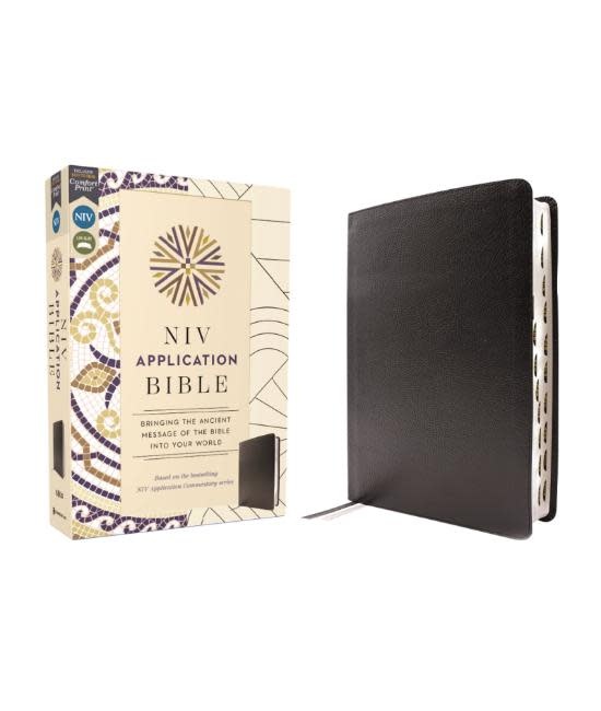 NIV Application Bible, European Bonded Leather, Black, Red Letter, Thumb Indexed, Comfort Print