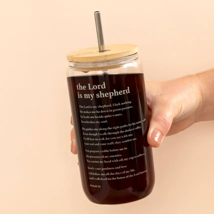 The Lord Is My Shepherd Glass Can