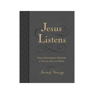 Sarah Young Jesus Listens, Large Text Leathersoft, Charcoal, with Full Scriptures
