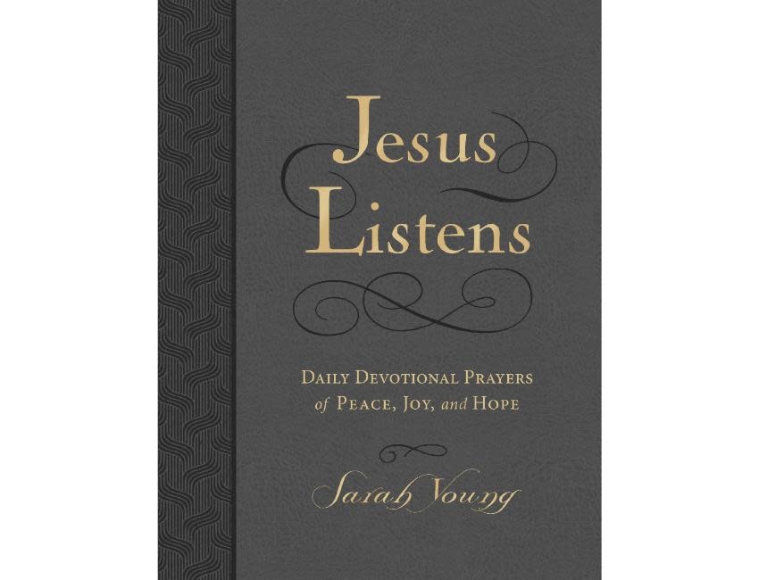Sarah Young Jesus Listens, Large Text Leathersoft, Charcoal, with Full Scriptures