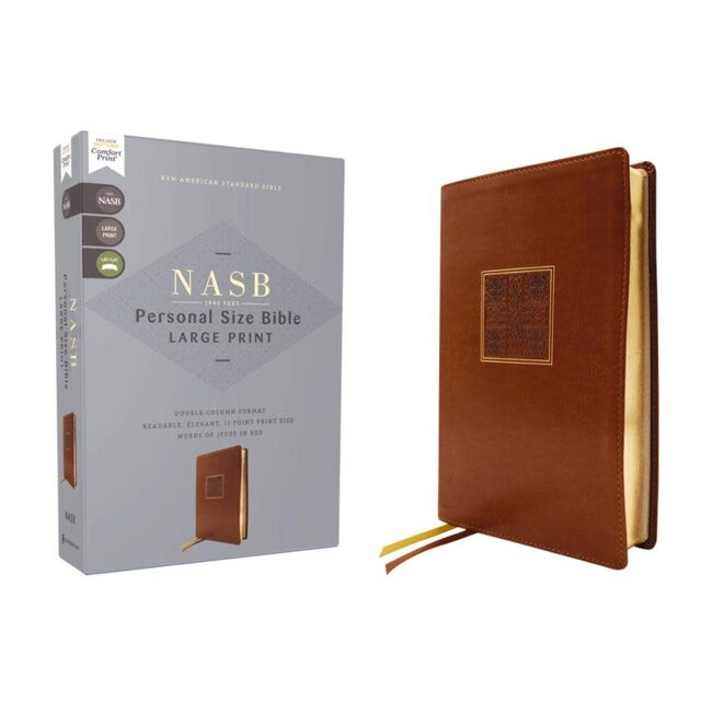 NASB, Personal Size Bible, Large Print, Leathersoft, Brown, Red Letter, 1995 Text, Comfort Print