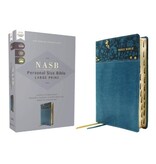 NASB, Personal Size Bible, Large Print, Leathersoft, Teal, Red Letter, 1995 Text, Thumb Indexed, Comfort Print