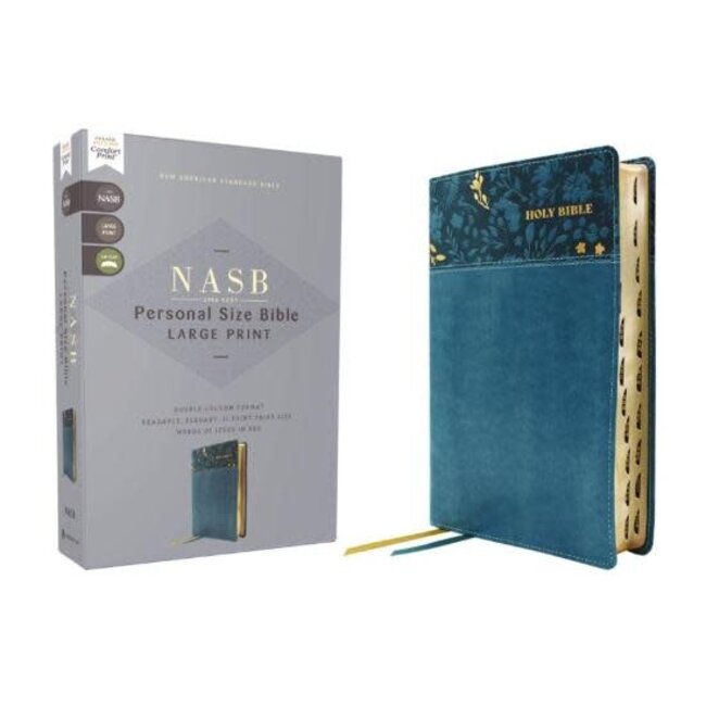 NASB, Personal Size Bible, Large Print, Leathersoft, Teal, Red Letter, 1995 Text, Thumb Indexed, Comfort Print