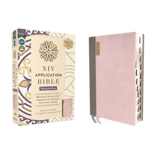 NIV Application Bible, Personal Size, Leathersoft, Pink, Red Letter, Thumb Indexed, Comfort Print
