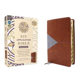 NIV Application Bible, Personal Size, Leathersoft, Brown/Blue, Red Letter, Thumb Indexed, Comfort Print