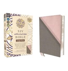NIV Application Bible, Large Print, Leathersoft, Pink/Gray, Red Letter, Comfort Print