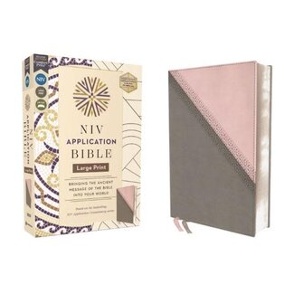 NIV Application Bible, Large Print, Leathersoft, Pink/Gray, Red Letter, Comfort Print
