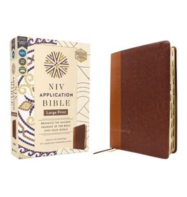 NIV Application Bible, Large Print, Leathersoft, Brown, Red Letter, Thumb Indexed, Comfort Print
