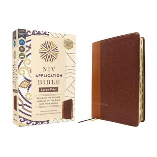 NIV Application Bible, Large Print, Leathersoft, Brown, Red Letter, Thumb Indexed, Comfort Print
