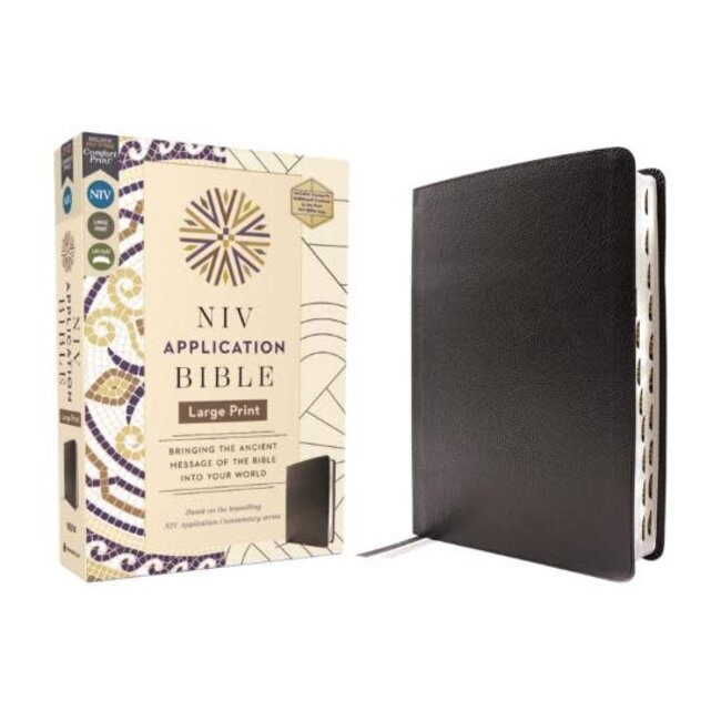 NIV Application Bible, Large Print, European Bonded Leather, Black, Red Letter, Thumb Indexed, Comfort Print