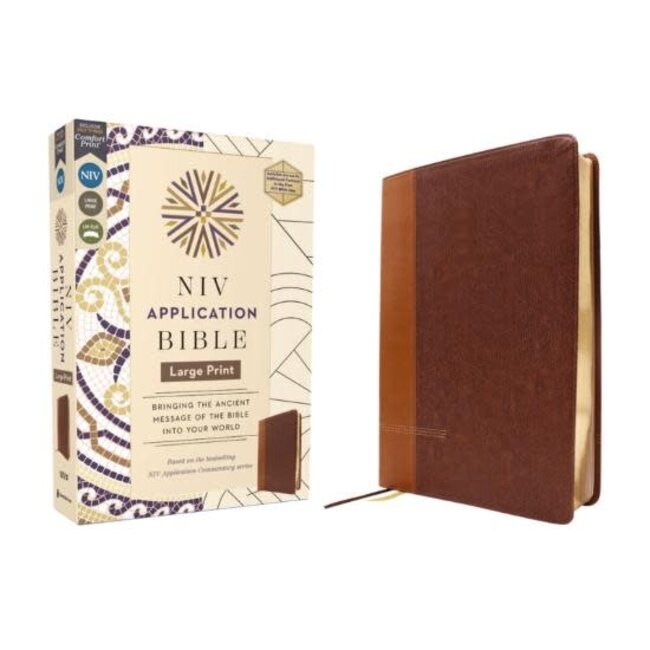 NIV Application Bible, Large Print, Leathersoft, Brown, Red Letter, Comfort Print