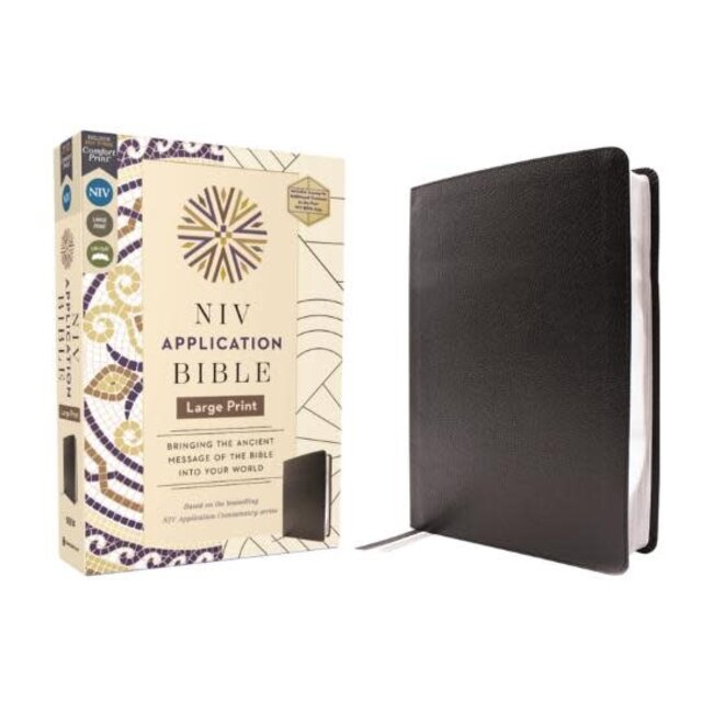 NIV Application Bible, Large Print, European Bonded Leather, Black, Red Letter, Comfort Print