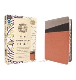 NIV Application Bible, Leathersoft, Coral/Gray, Red Letter, Thumb Indexed, Comfort Print