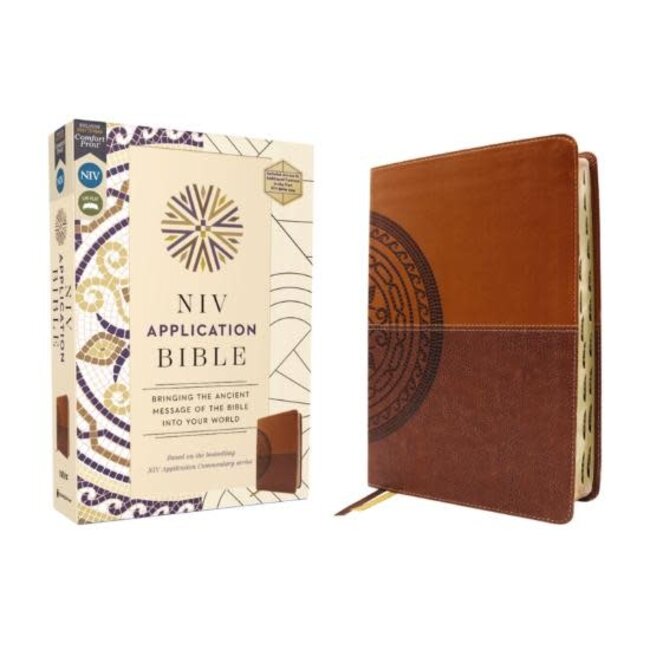 NIV Application Bible, Leathersoft, Brown, Red Letter, Thumb Indexed, Comfort Print