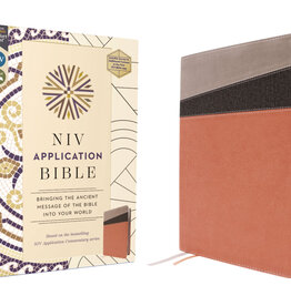 NIV Application Bible, Leathersoft, Coral/Gray, Red Letter, Comfort Print