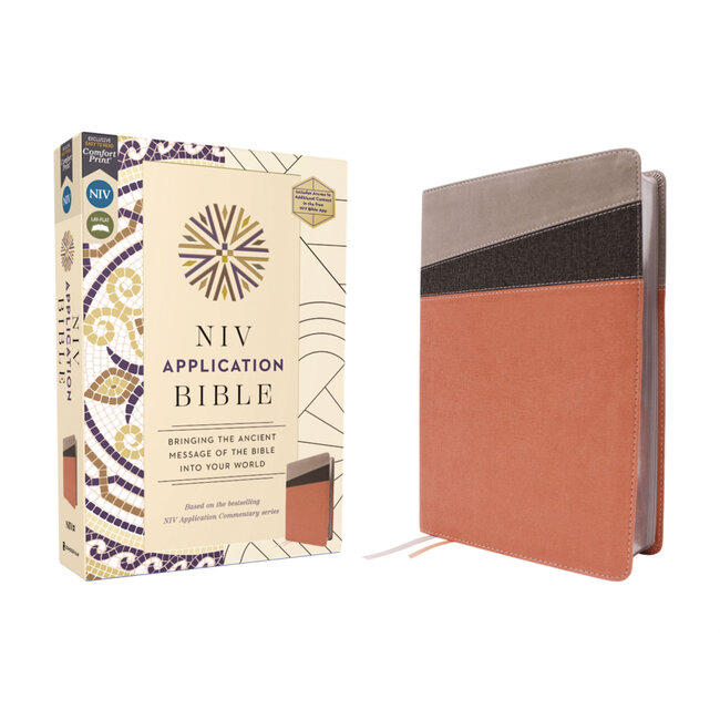 NIV Application Bible, Leathersoft, Coral/Gray, Red Letter, Comfort Print