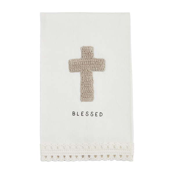 Blessed Crochet Trim Towel