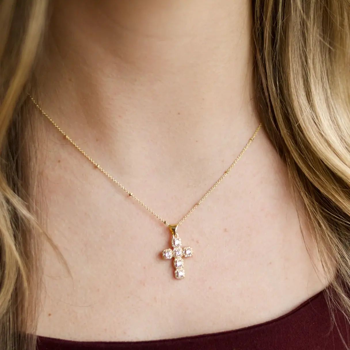 Golden Anniversary Cross Necklace