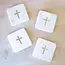 Cross Marble Coasters White/Brass 4x4