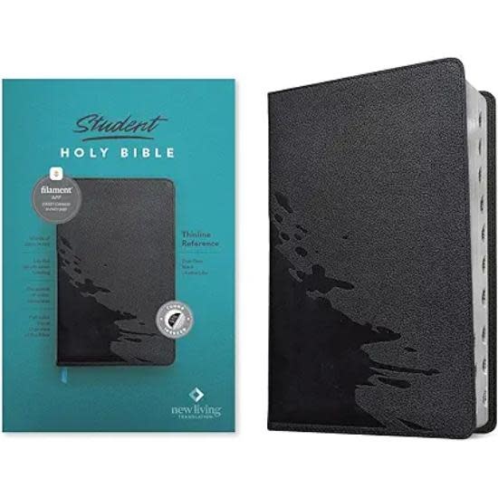 NLT Student Bible, Thinline Reference, Filament Enabled (LeatherLike, Overflow Black, Indexed, Red Letter