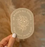 He Makes All Things Beautiful Floral Sticker - Green