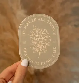 He Makes All Things Beautiful Floral Sticker - Green