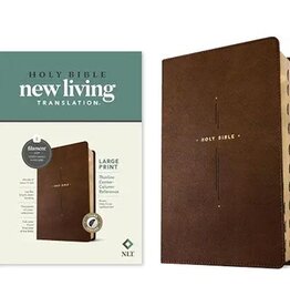 NLT Large Print Thinline Center-Column Reference Bible, Filament Enabled (LeatherLike, Brown Holy Cross, Indexed, Red Letter)