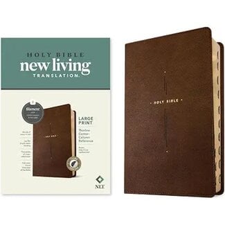 NLT Large Print Thinline Center-Column Reference Bible, Filament Enabled (LeatherLike, Brown Holy Cross, Indexed, Red Letter)