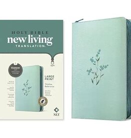 NLT Large Print Thinline Reference Zipper Bible, Filament Enabled (LeatherLike, Baby Blue Blossoms, Indexed, Red Letter)