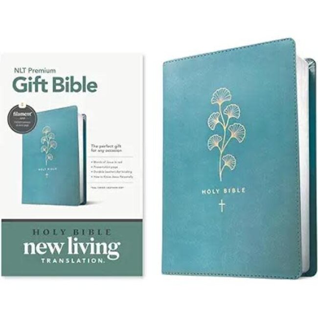 Premium Gift Bible NLT, Filament Enabled (LeatherLike, Teal Cross, Red Letter)