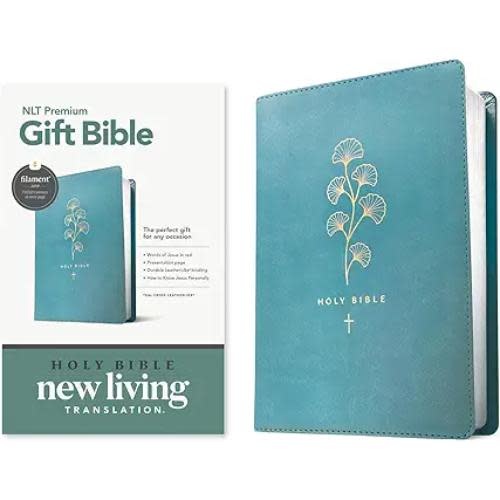 Premium Gift Bible NLT, Filament Enabled (LeatherLike, Teal Cross, Red Letter)