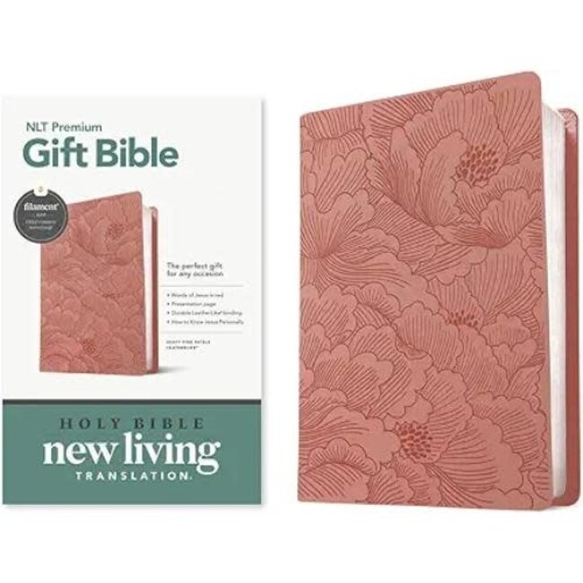Premium Gift Bible NLT, Filament Enabled (LeatherLike, Dusty Pink Petals, Red Letter)