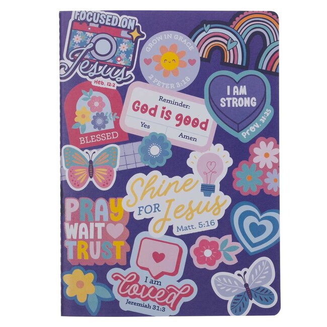Shine for Jesus Purple Stickers Notebook -  Matthew 5:16