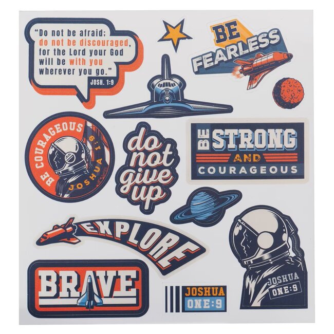 Strong and Courageous Blue Stainless Steel Water Bottle - Joshua 1:9