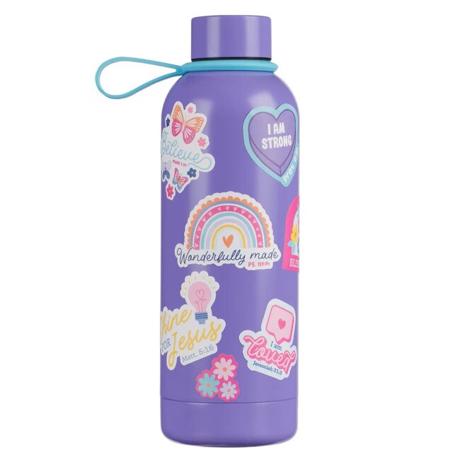 Wonderfully Made Stainless Steel Water Bottle with Stickers - Psalm 139:14