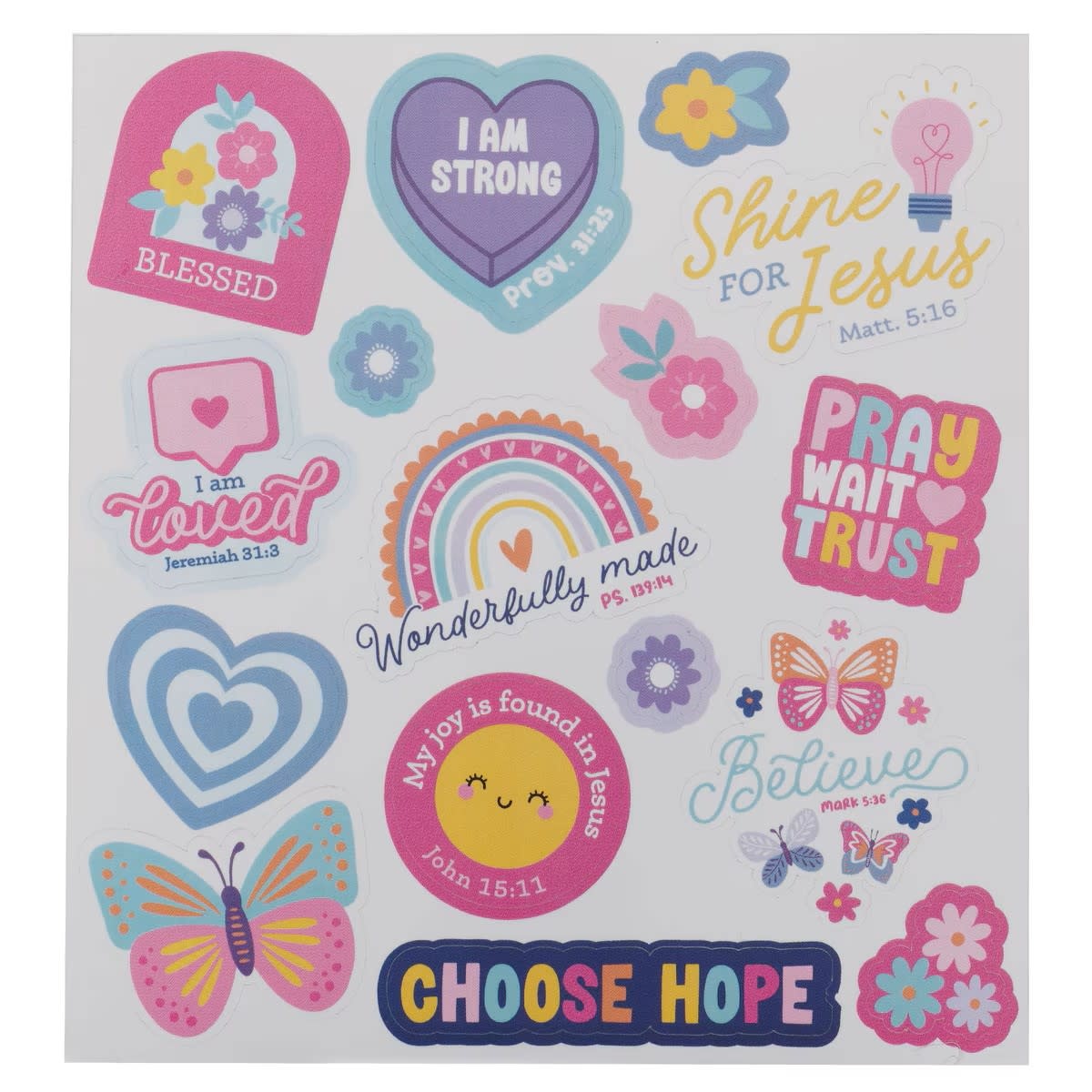 Wonderfully Made Stainless Steel Water Bottle with Stickers - Psalm 139:14