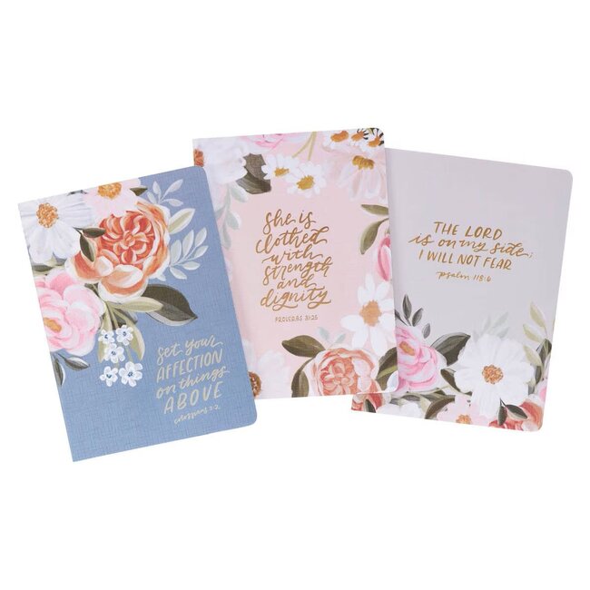 Affection Blue Floral Notebook Set - Colossians 3:2