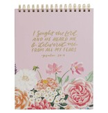 He Delivered Me Lilac Floral Spiral Notepad - Psalm 34:4