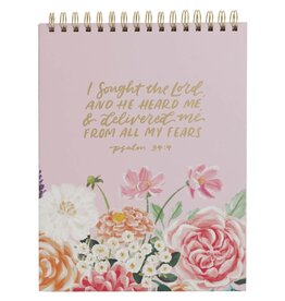 He Delivered Me Lilac Floral Spiral Notepad - Psalm 34:4