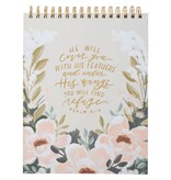 Under His Wings Green Floral Spiral Notepad - Psalm 91:4
