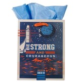 Be Strong and Courageous Blue Space Medium Gift Bag - Joshua 1:9