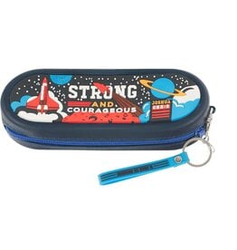 Strong and Courageous Navy Silicone Pencil Case - Joshua 1:9