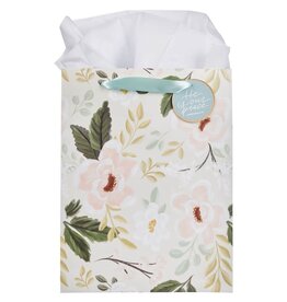 He is Our Peace Green Floral Large Portrait Gift Bag - Ephesians 2:14
