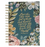 Love the Lord Teal Floral Spiral Journal - Matthew 22:37