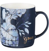 Blue Floral Tile Ceramic Mug -