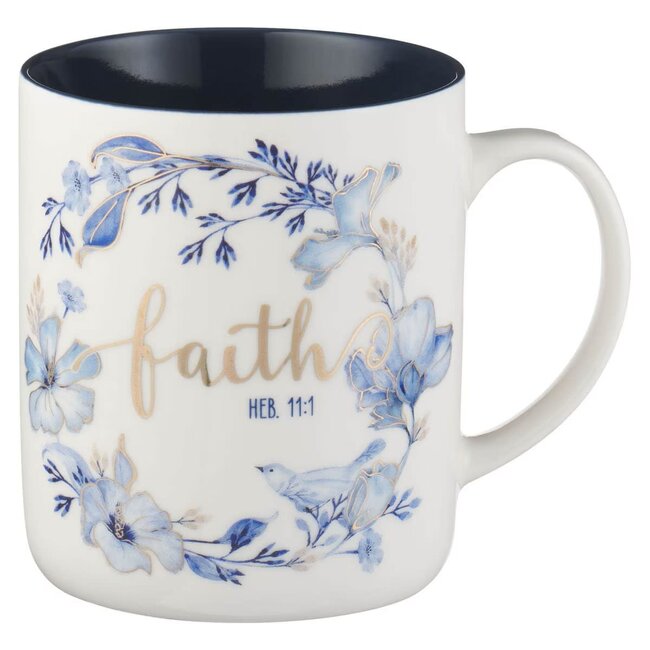 Blue Floral Tile Ceramic Mug -