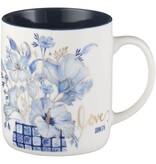 Blue Floral Tile Ceramic Mug -
