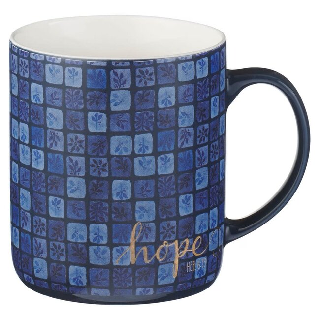 Blue Floral Tile Ceramic Mug -