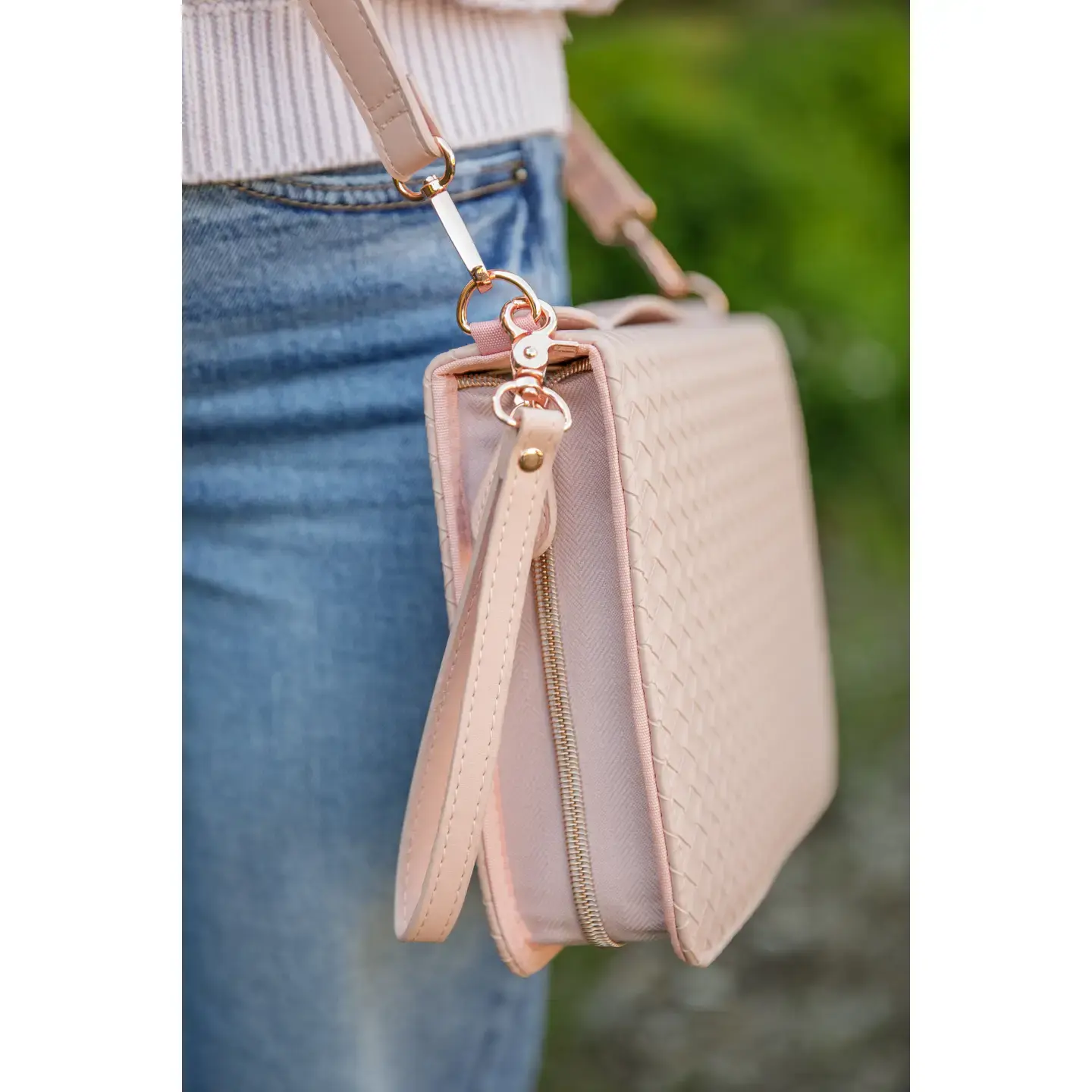 Bible Cover, Weave Bible Case, Crossbody Blush