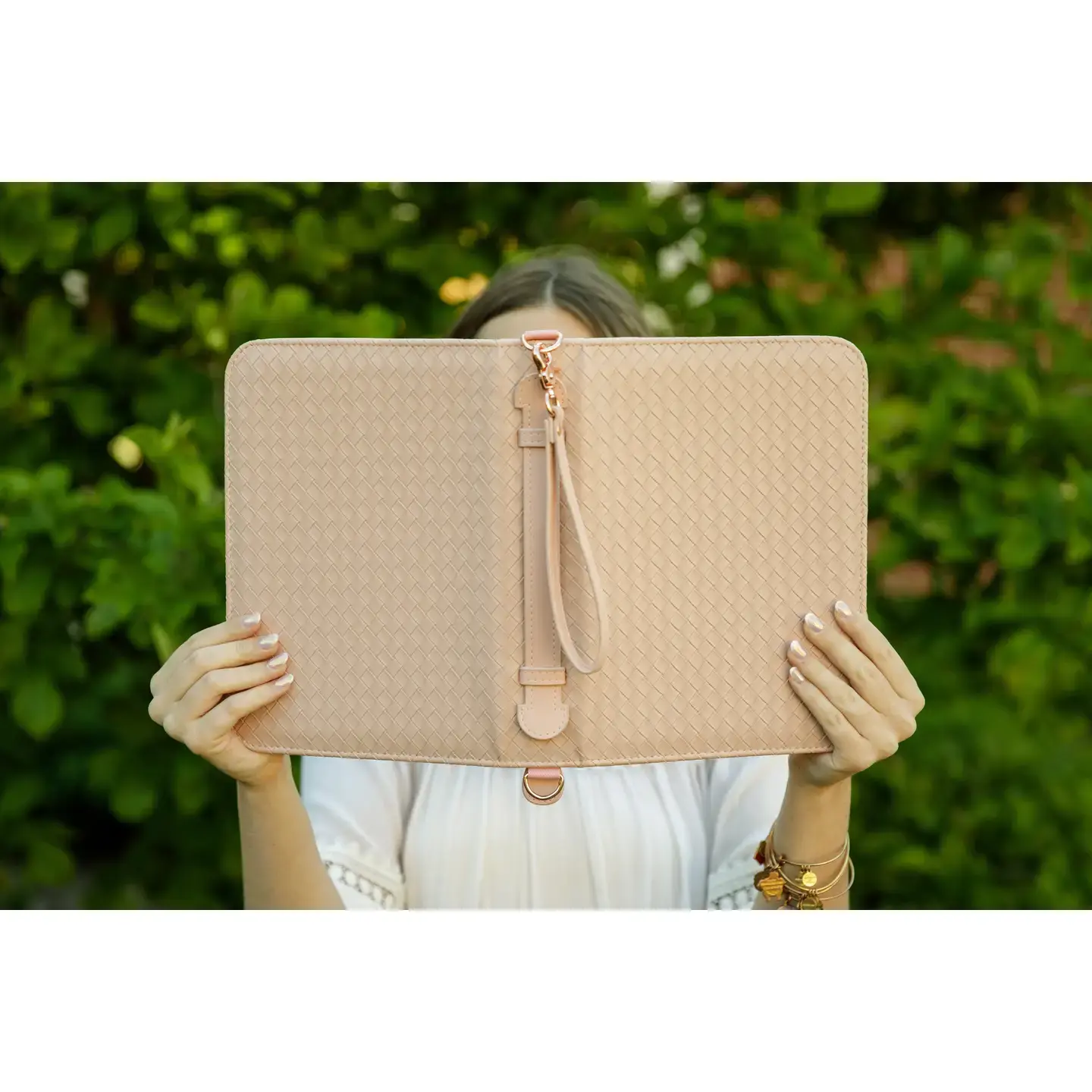 Bible Cover, Weave Bible Case, Crossbody Blush